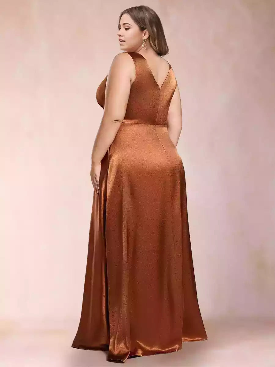 Elegant A-line/princess style V-neck sleeveless long style plus size Mother of the Bride Dresses