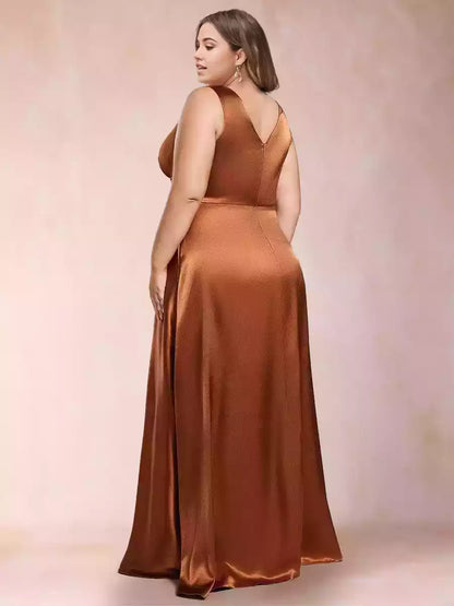 Elegant A-line/princess style V-neck sleeveless long style plus size Mother of the Bride Dresses