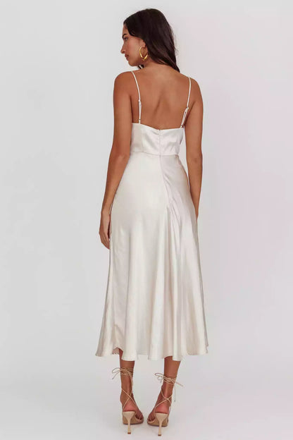 Elegant A-line silhouette with adjustable thin shoulder straps, hidden back zipper, partially lined with Bridesmaid Dresses