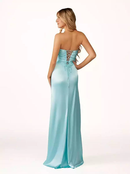 Elegant and ground hugging cut with off shoulder collar, sleeveless hollowed out back strap, Prom Dresses