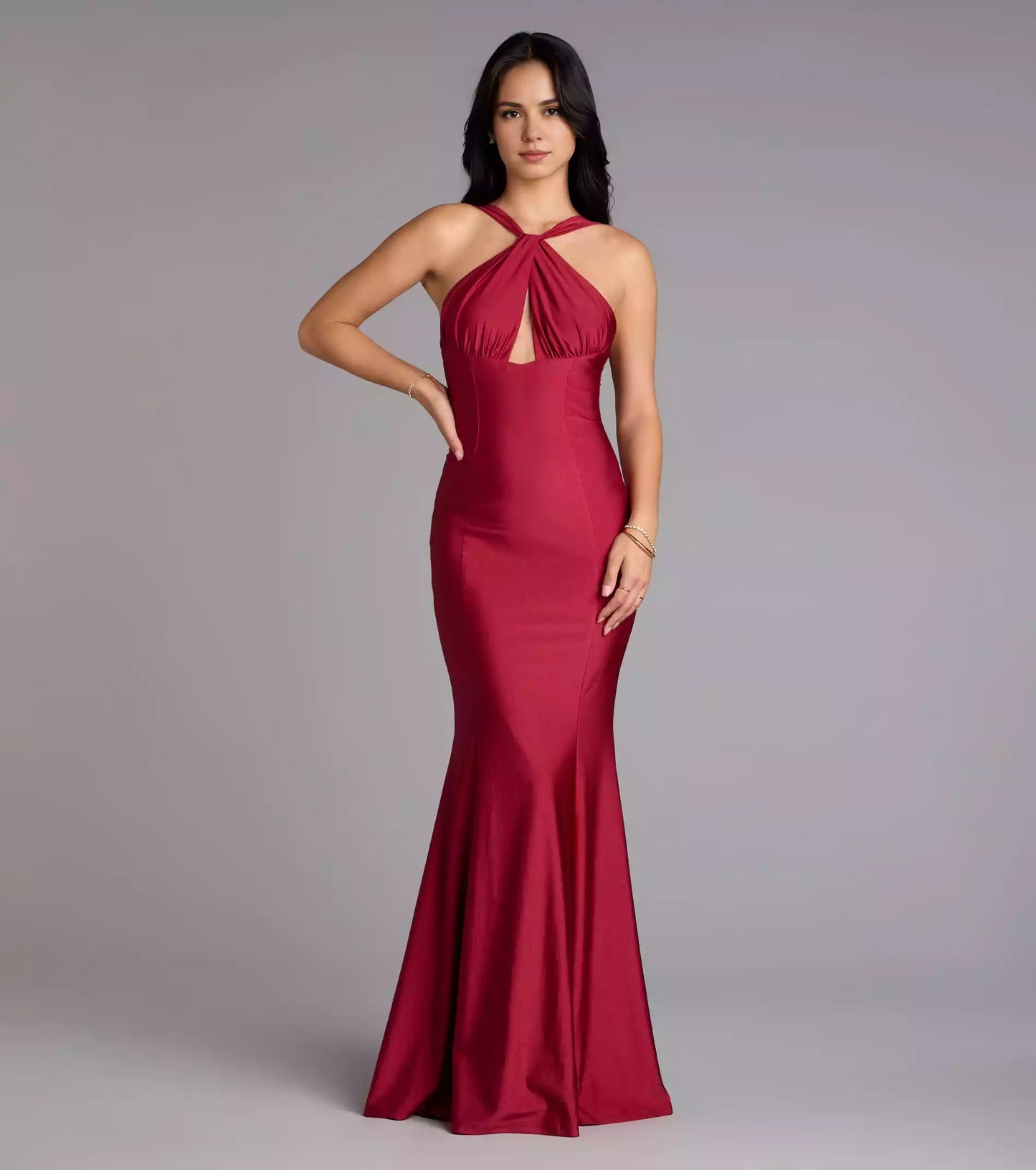 Elegant backless camisole collar, back tie hem, zipper, mermaid and floor Prom Dresses