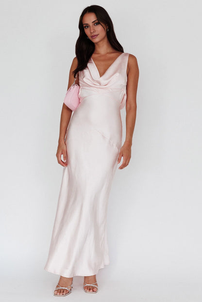 Elegant backless lace up unlined scarf collar with hidden side zipper bridesmaid dress
