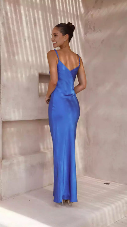 Elegant camisole adjustable thin shoulder strap V-neck slim fit long Prom Dresses