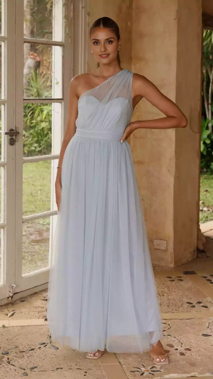 Elegant floor to ceiling single shoulder see through sweetheart neckline with cinched waist, invisible side zipper sheer fabric showcasing elegant temperament Prom Dresses