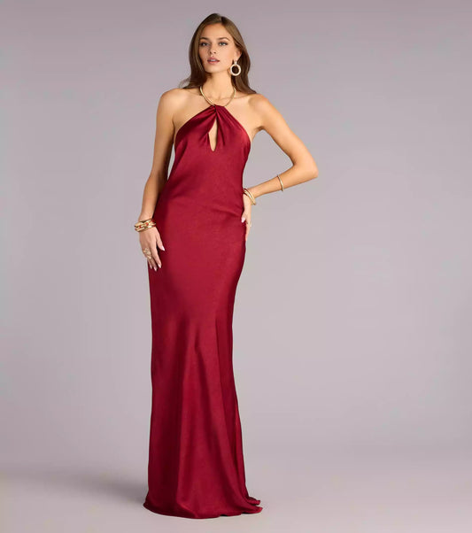Elegant high-quality satin woven hanging neck collar, backless adjustable shoulder straps, hanging pleats, mermaid and floor decoration Prom Dresses