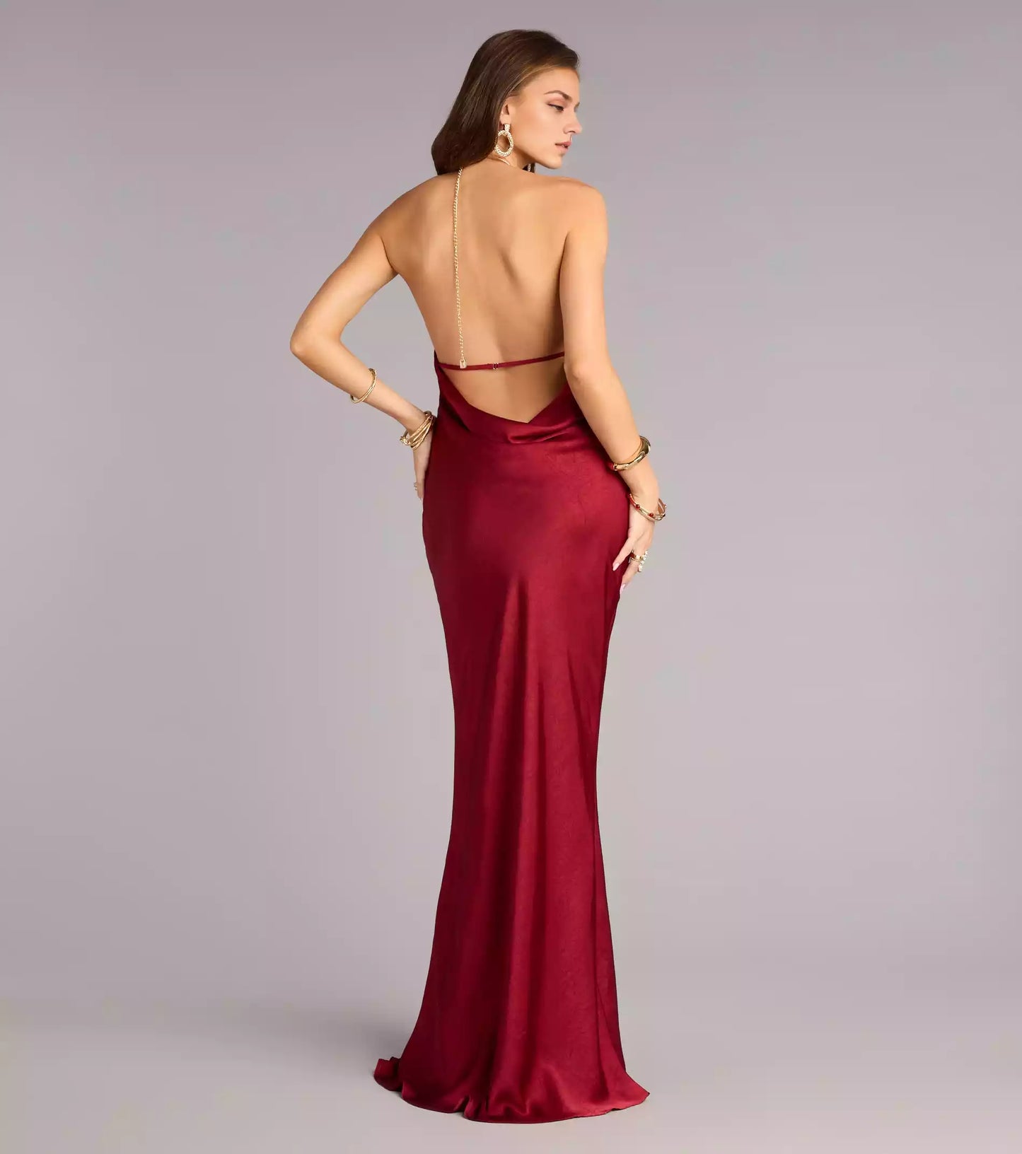 Elegant high-quality satin woven hanging neck collar, backless adjustable shoulder straps, hanging pleats, mermaid and floor decoration Prom Dresses