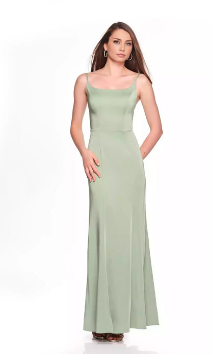Elegant long sleeveless slim shoulder strap fitted corset with straight neckline and hollowed out backless Prom Dresses