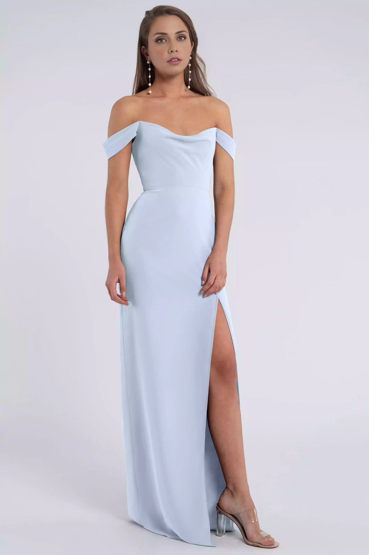 Elegant luxury chiffon scarf collar, tight fitting corset with slit, natural waist seam, back zipper, Bridesmaid Dresses