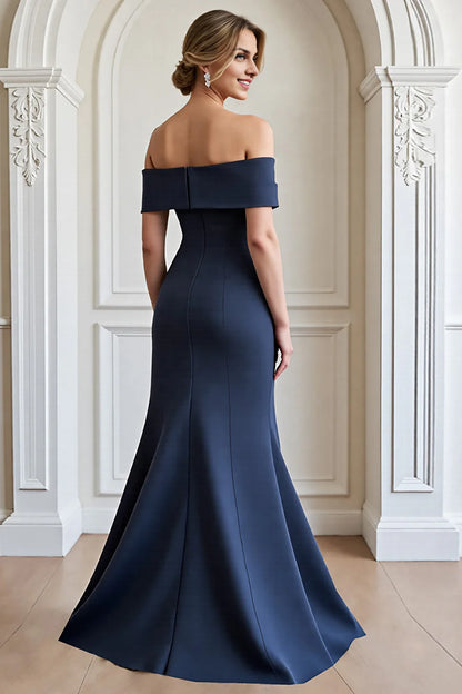 Elegant off shoulder applique mermaid strapless slim fit bridal mother dress