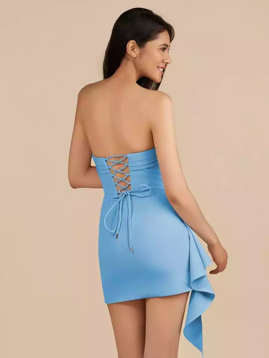 Elegant off shoulder tight stretch spandex fabric with slit back strap Homecoming Dresses