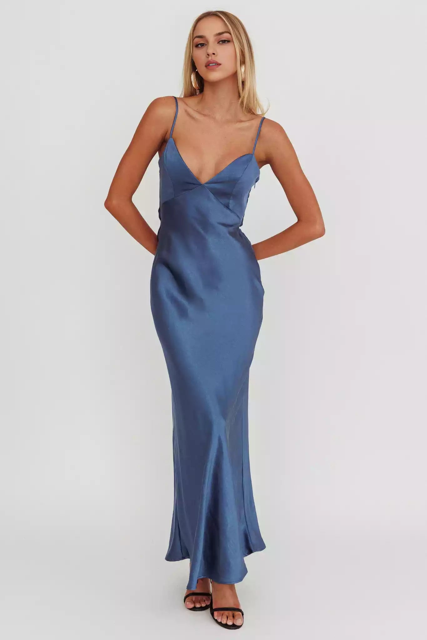 Elegant satin, extra long adjustable thin shoulder strap, backless bow, unlined invisible side zipper, Bridesmaid Dresses