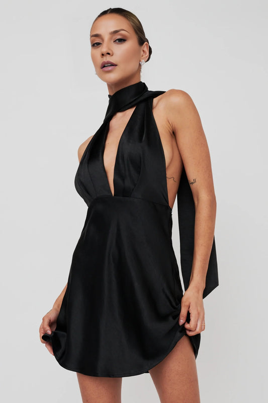 Elegant satin mini low V-neck with adjustable shoulder straps and side zippers Homecoming Dresses