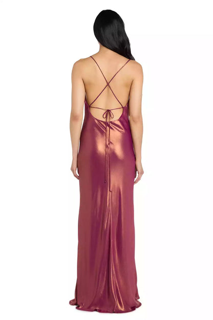 Elegant satin pendant collar, slim shoulder straps, crossed bow at the back, dazzling Prom Dresses