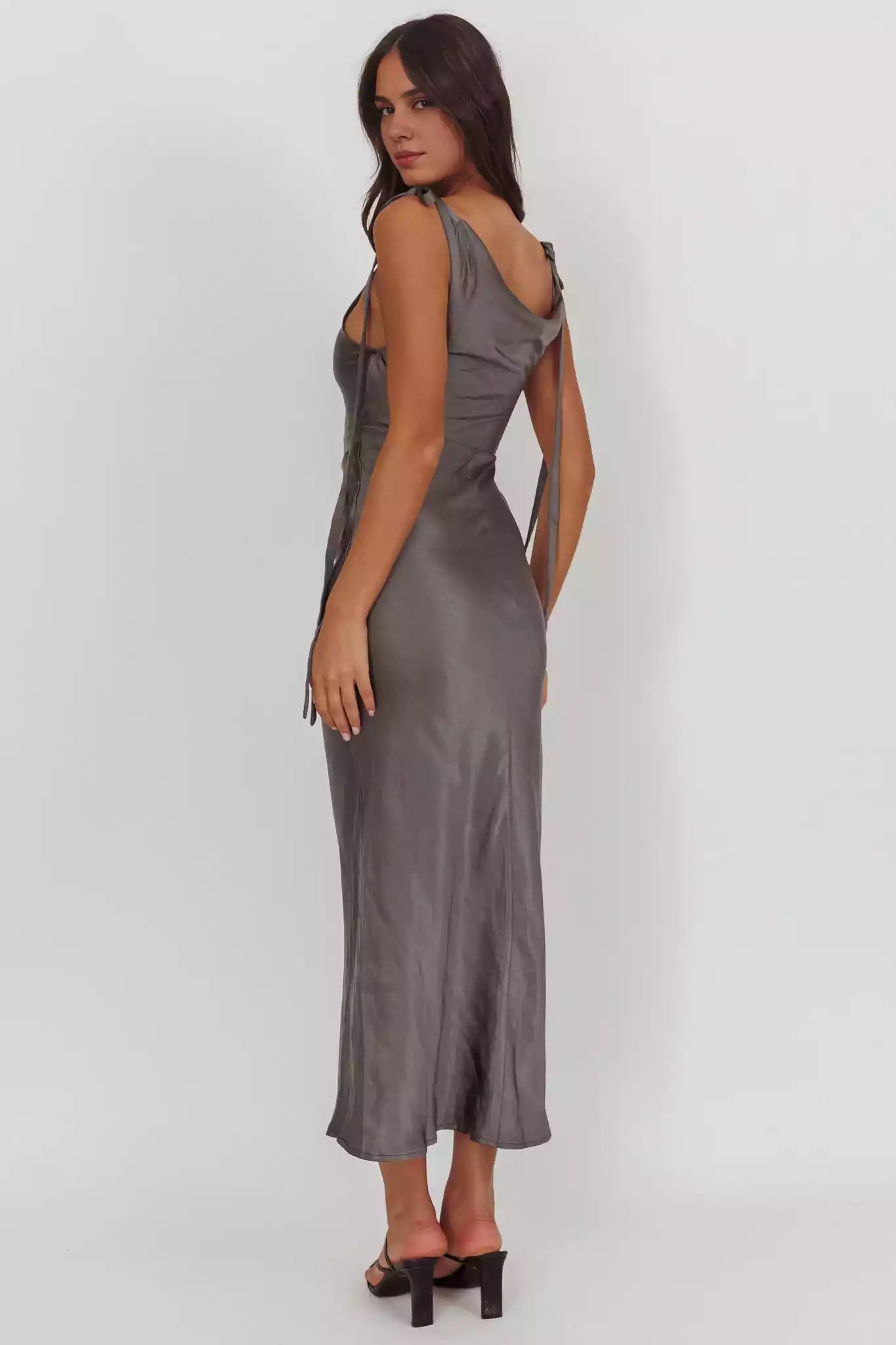 Elegant scarf collar with satin shoulder straps and side zippers Bridesmaid Dresses