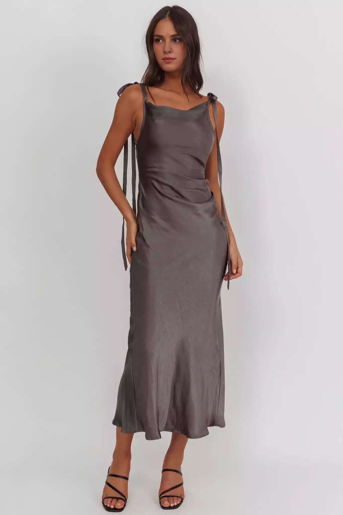 Elegant scarf collar with satin shoulder straps and side zippers Bridesmaid Dresses