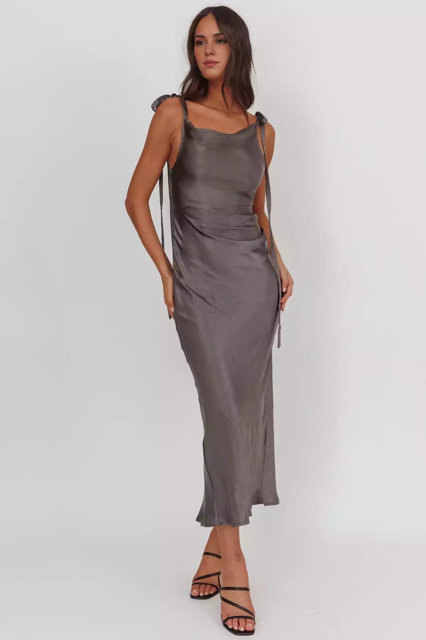 Elegant scarf collar with satin shoulder straps and side zippers Bridesmaid Dresses
