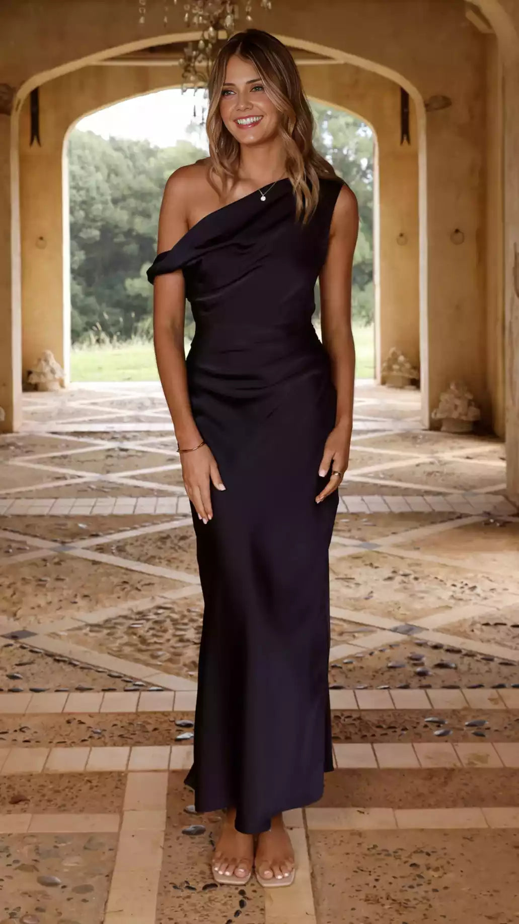 Elegant side folds asymmetrical off shoulder side with hidden zipper for a more elegant Prom Dresses