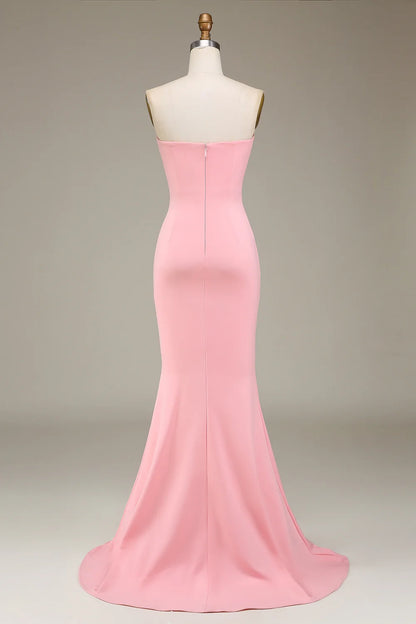 Elegant slim mermaid sweetheart satin long bridesmaid dress