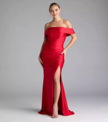 Elegant smooth knit elastic knit back zipper with high slit mermaid Prom Dresses
