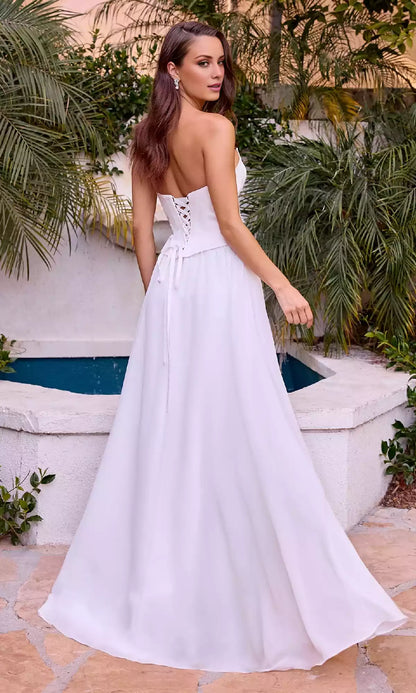 Elegant strapless long corset with adjustable lace up A-line skirt Prom Dresses
