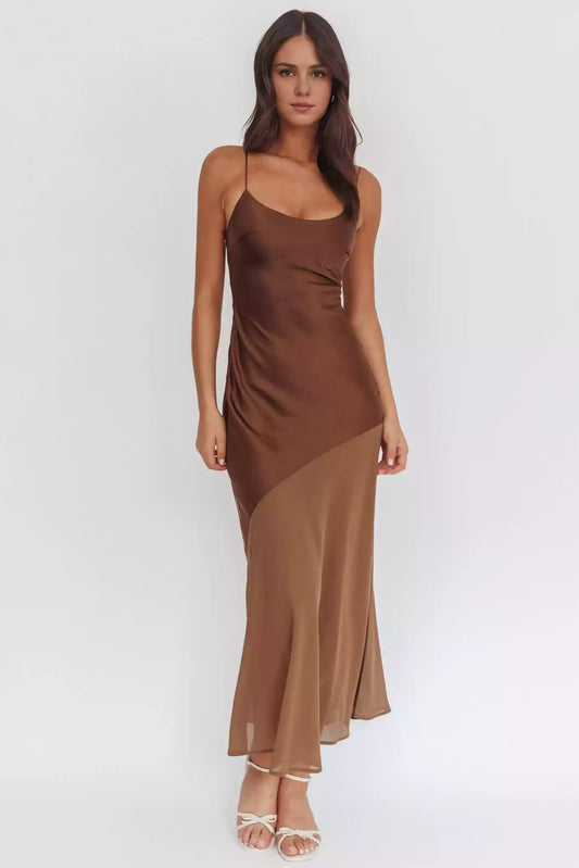 Elegant unlined thin shoulder strap with side zipper satin Prom Dresses