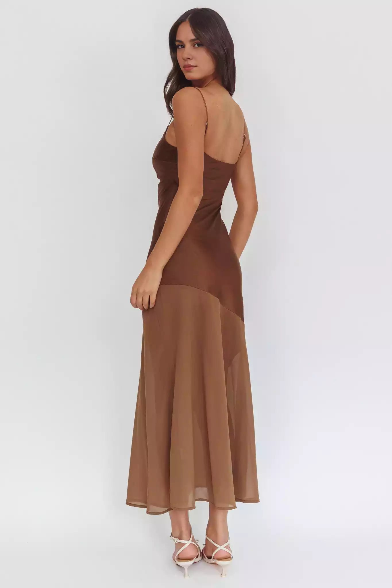 Elegant unlined thin shoulder strap with side zipper satin Prom Dresses