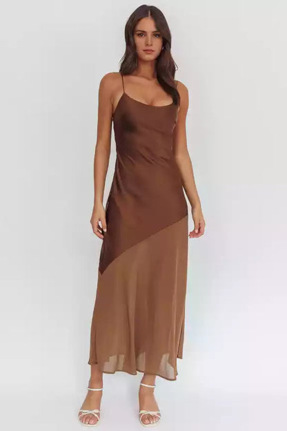 Elegant unlined thin shoulder strap with side zipper satin Prom Dresses