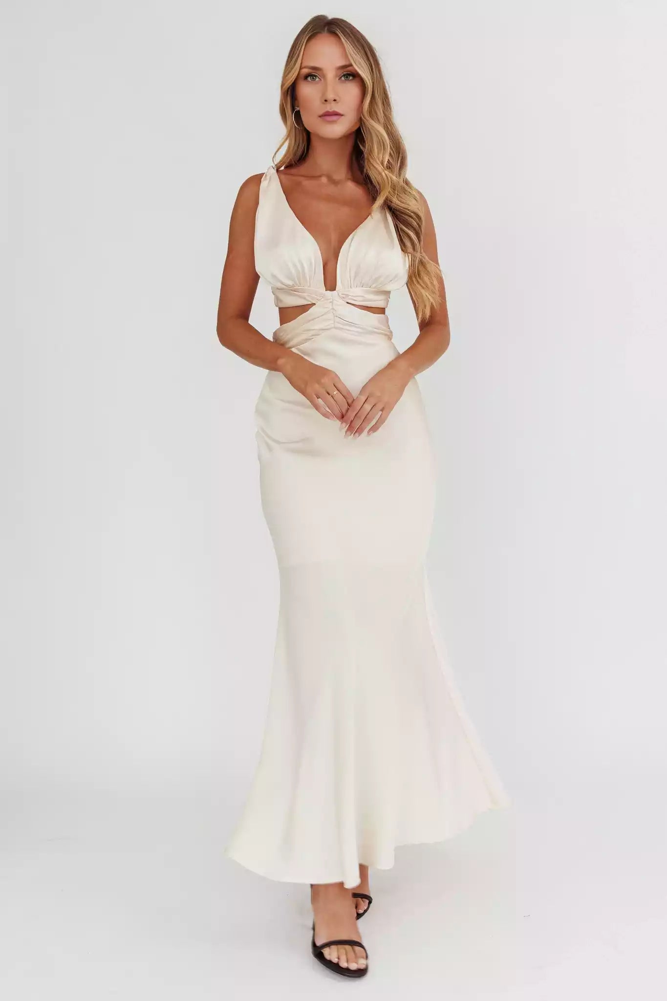 Elegant waist hollowed out back strap lined with hidden zipper Prom Dresses