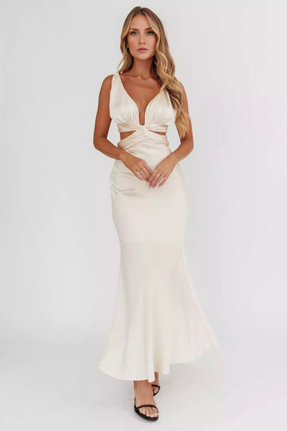 Elegant waist hollowed out back strap lined with hidden zipper Prom Dresses