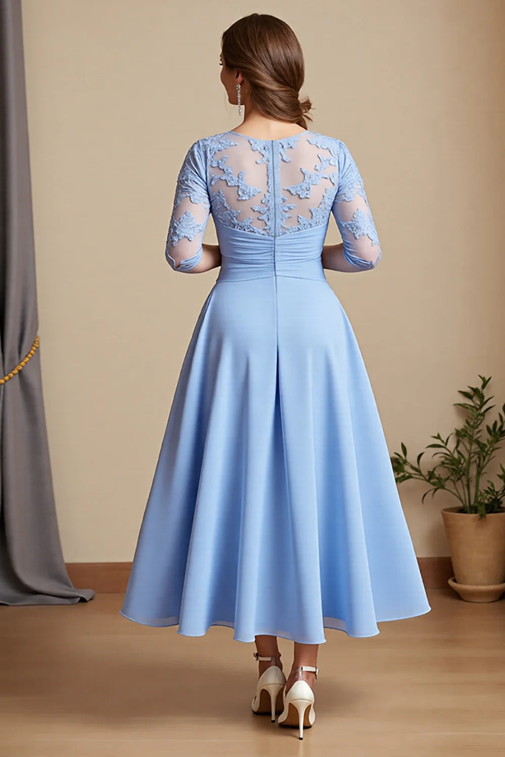 Enchanting A-line long sleeved applique slim fit with exquisite and elegant bride and mother dress