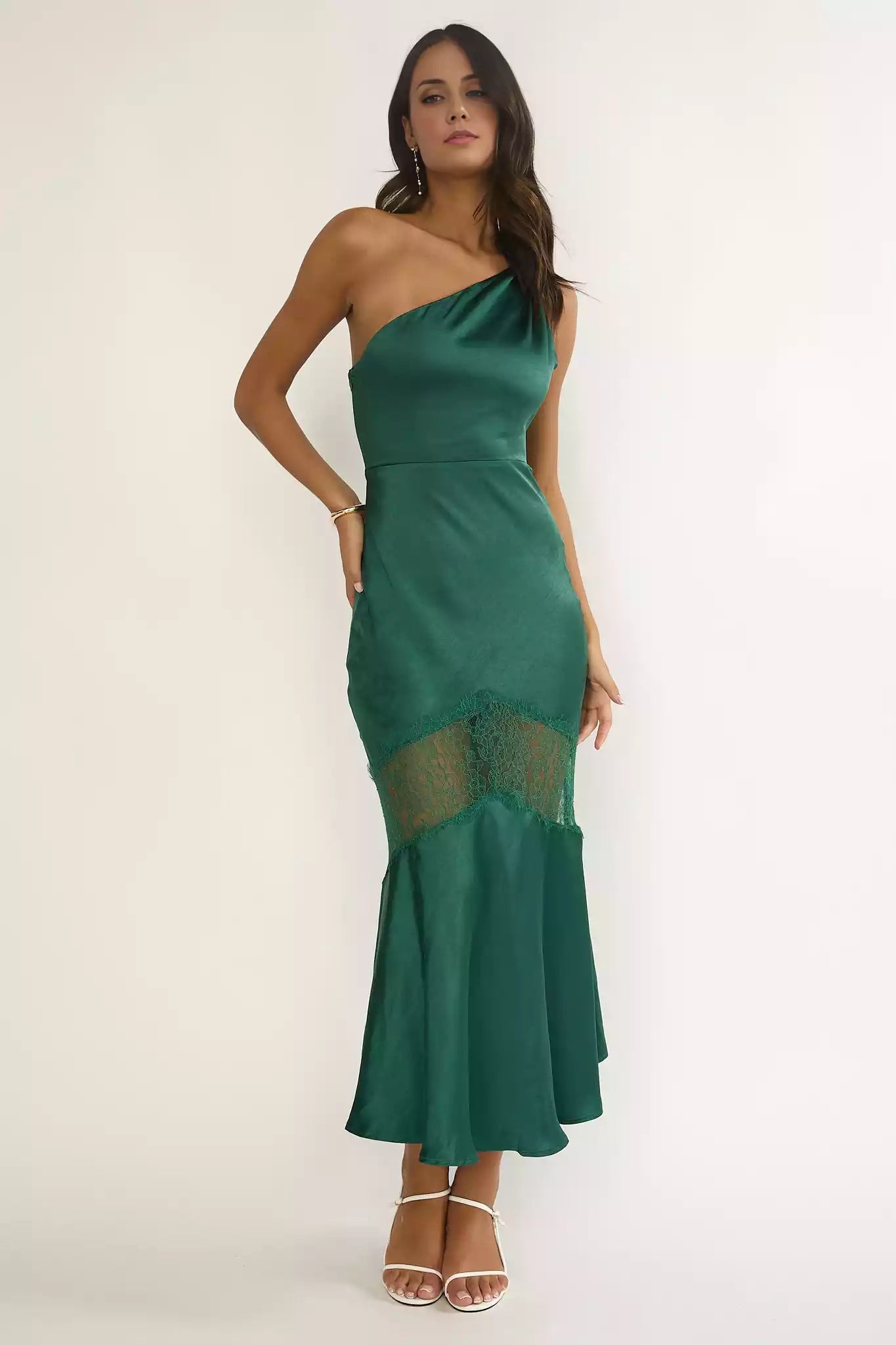 Enchanting lace lining with side zippers on one shoulder creates a stunning look for Bridesmaid Dresses