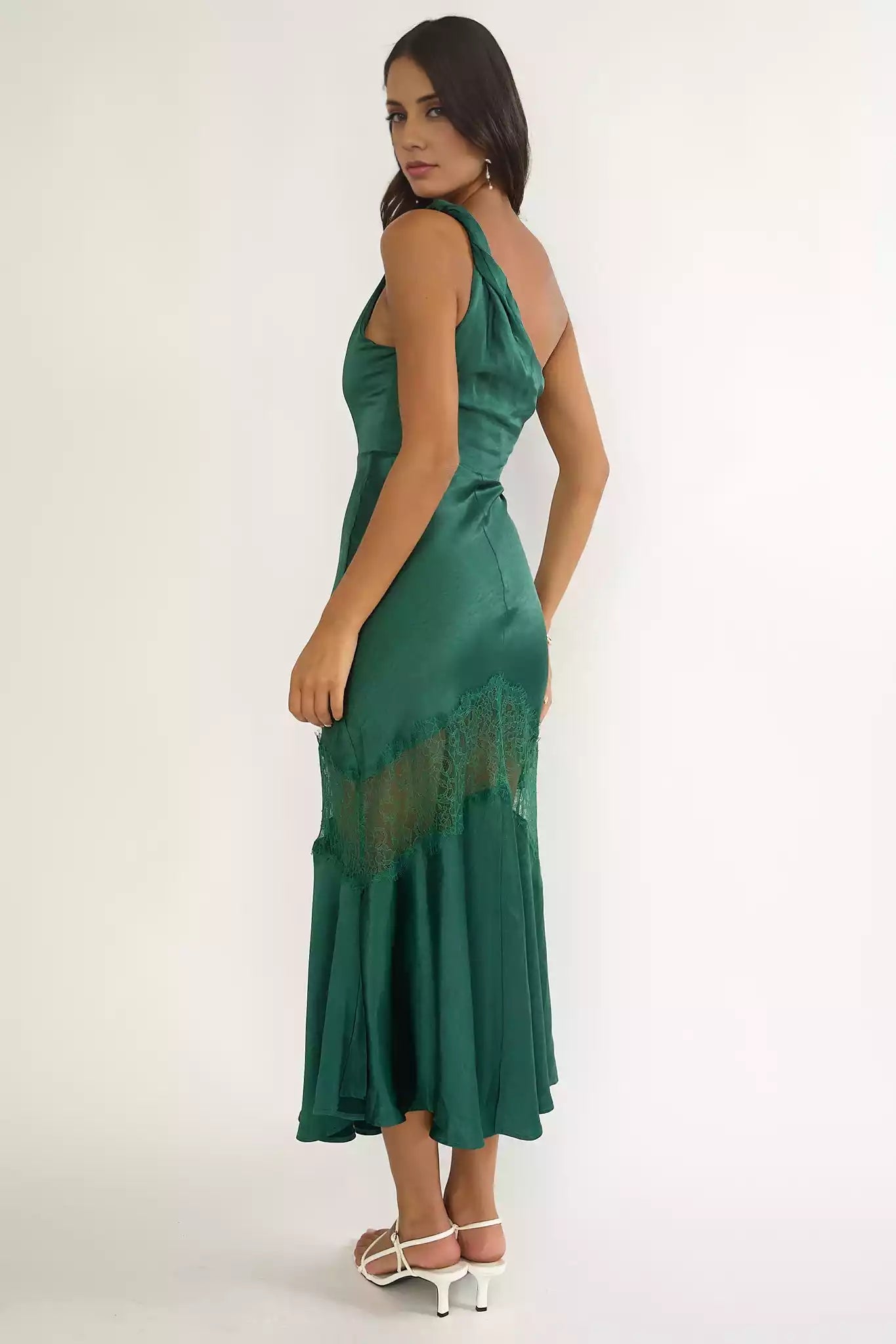 Enchanting lace lining with side zippers on one shoulder creates a stunning look for Bridesmaid Dresses