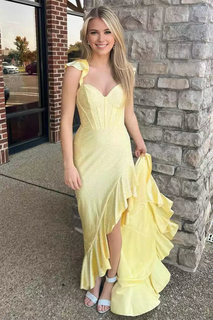 Enchanting mermaid silhouette with thin shoulder straps and satin beaded mermaid sleeveless Prom Dresses