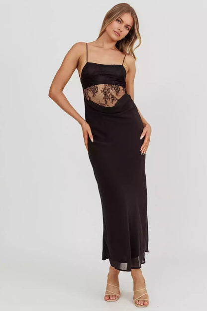 Eternal elegance with lace waist, backless lace padding, invisible back zipper, Prom Dresses
