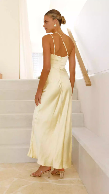 Exquisite and elegant pleated side slit single shoulder invisible back zipper Prom Dresses