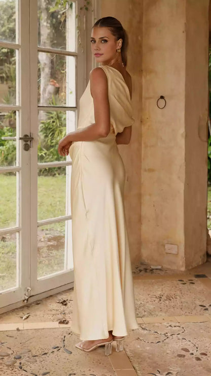 Exquisite asymmetrical off shoulder invisible zipper with side pleats and fully lined Prom Dresses