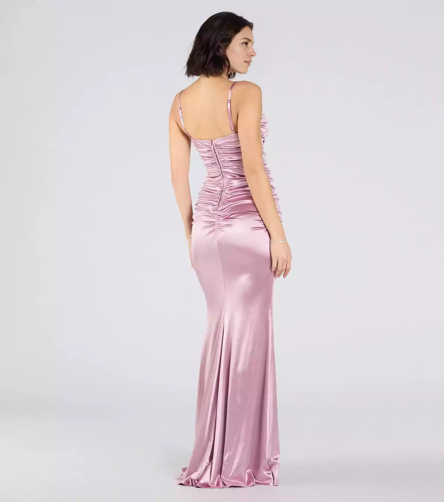 Exquisite elastic satin heart-shaped neckline with bead embroidery, applique, pleats, high neckline, adjustable slim shoulder straps Prom Dresses