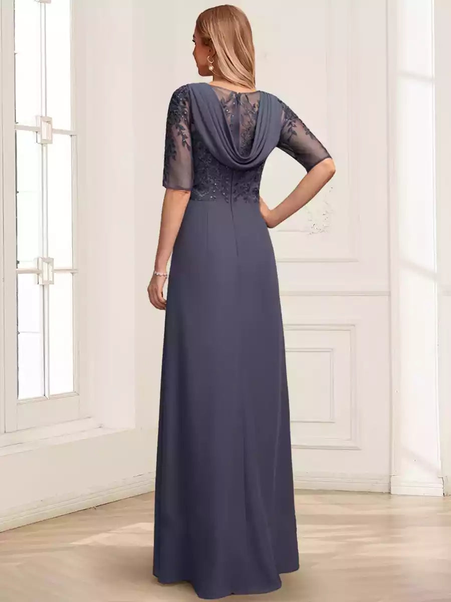 Exquisite lace chiffon A-line/princess V-neck and ruffled Mother of the Bride Dresses