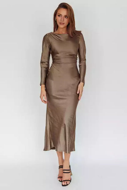 Exquisite mid length unlined pleated details with slim fit and zippered sides Bridesmaid Dresses