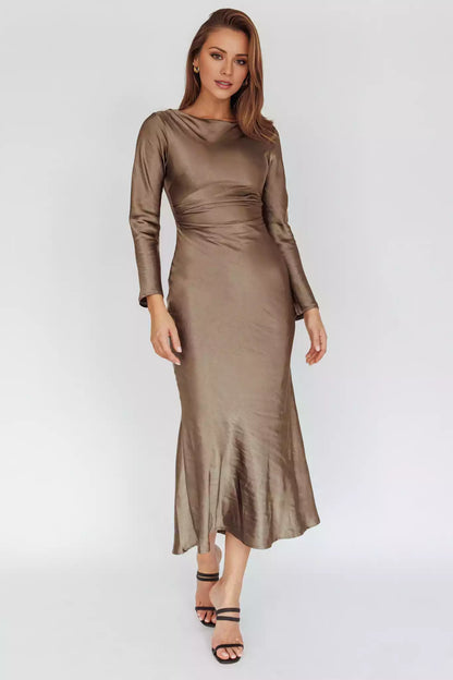 Exquisite mid length unlined pleated details with slim fit and zippered sides Bridesmaid Dresses