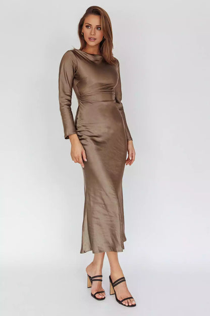 Exquisite mid length unlined pleated details with slim fit and zippered sides Bridesmaid Dresses