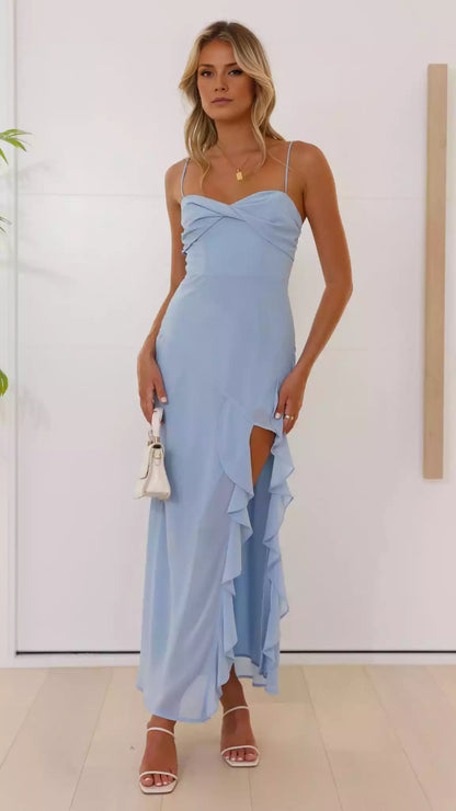 Exquisite ruffled edges, crossed chest lines, side slits, adjustable shoulder straps, fully lined, exquisite workmanship Prom Dresses