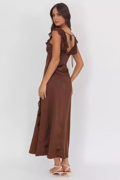 Exquisite ruffled edges without lining, ruffled edges with zipper at the back Prom Dresses