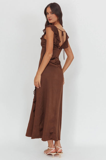 Exquisite ruffled unlined bridesmaid dress with zipper back