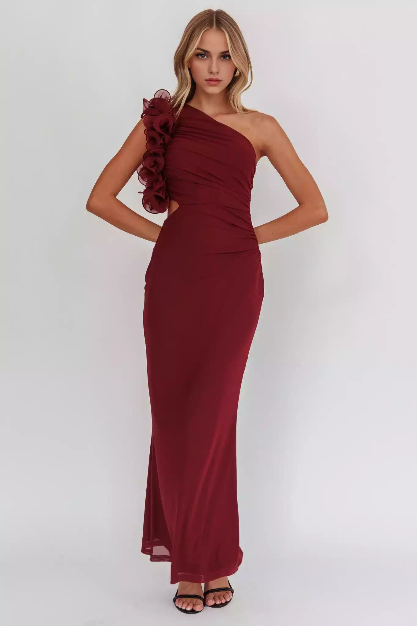 Exquisite shoulder lotus leaf edge decoration details, side zipper waist hollow design Prom Dresses