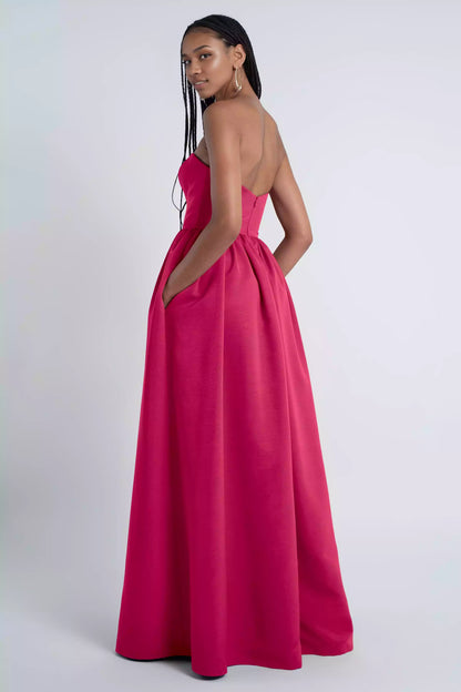 Exquisite straight neckline, pleated skirt, natural waist seam, fully lined back, middle zipper, Evening Dresses