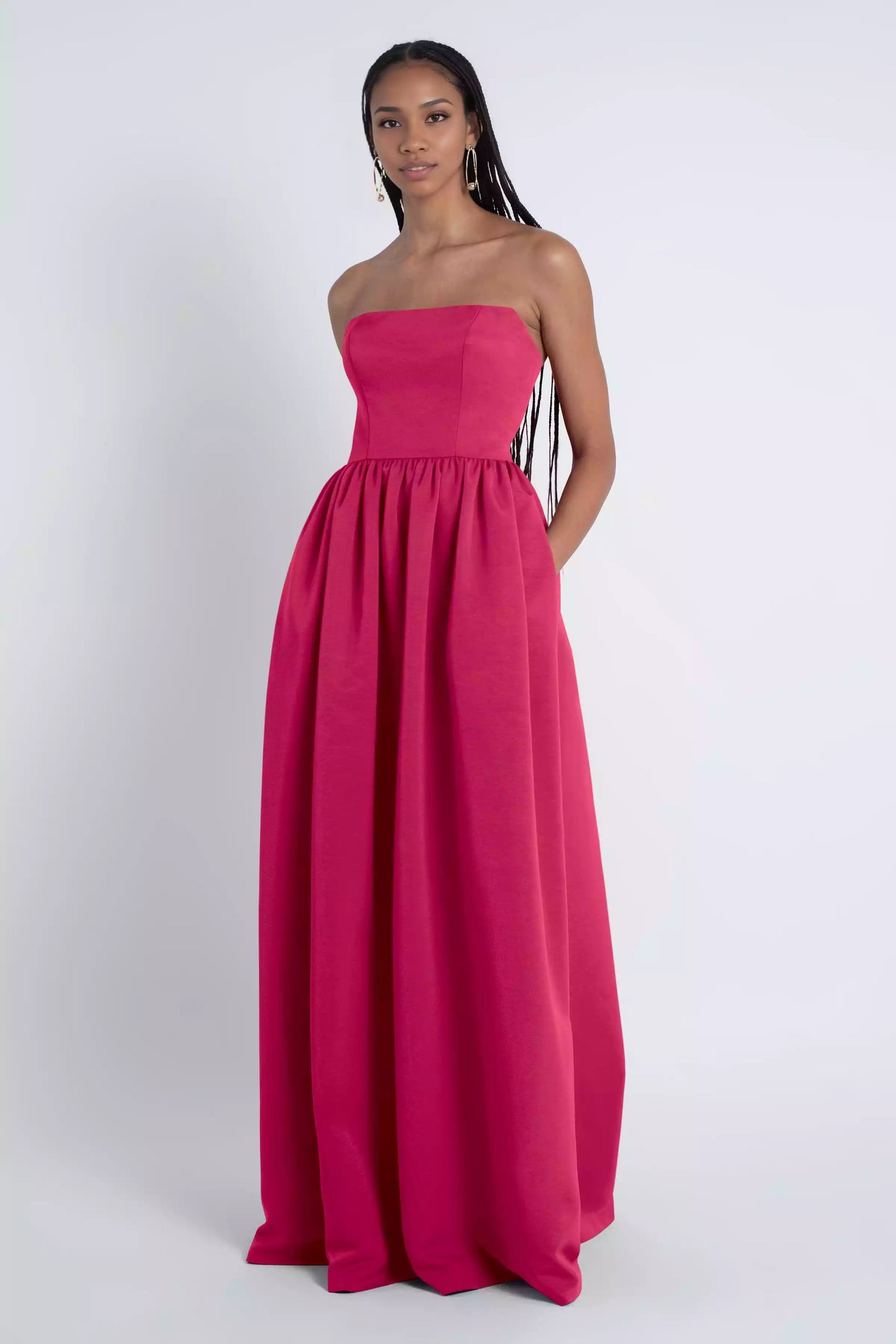 Exquisite straight neckline, pleated skirt, natural waist seam, fully lined back, middle zipper, Evening Dresses