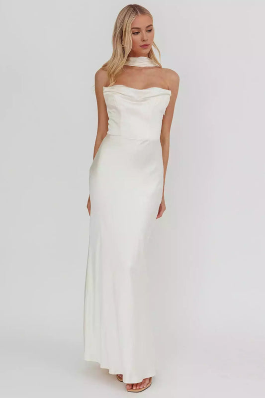 Exquisite strapless corset with lining, back strap, side zipper Prom Dresses