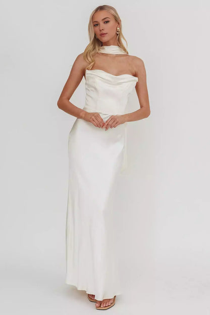 Exquisite strapless corset with lining, back strap, side zipper Prom Dresses