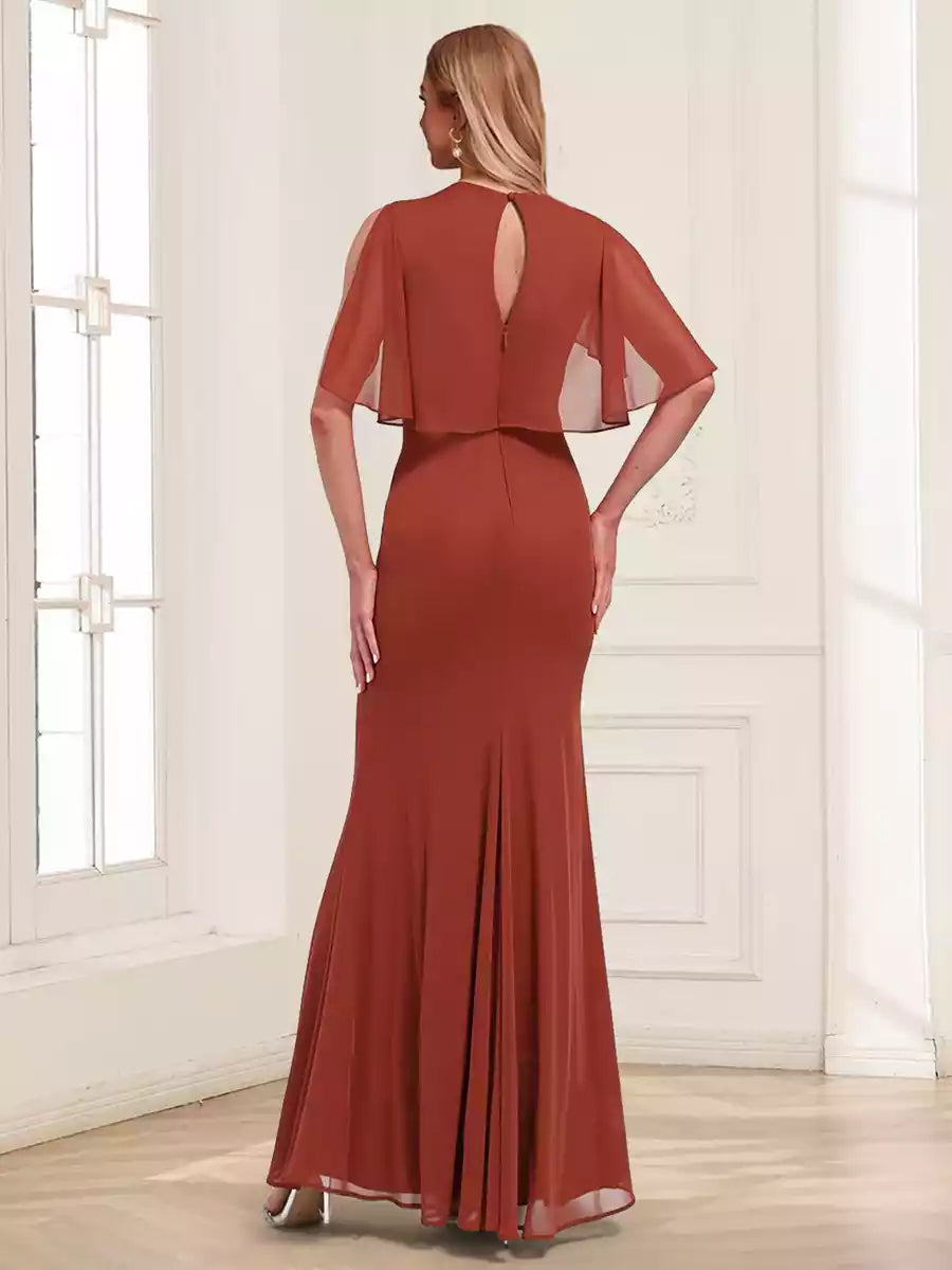 Eye catching trumpet/mermaid collar short sleeves and Mother of the Bride Dresses